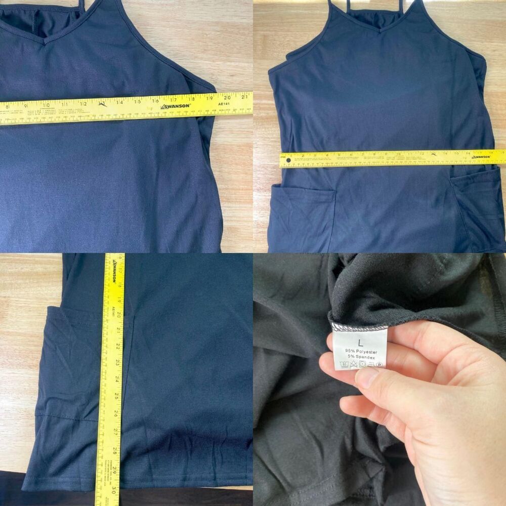 NWOT Black Built-in Shorts Romper Dress w Pockets Size L - Picture 8 of 8